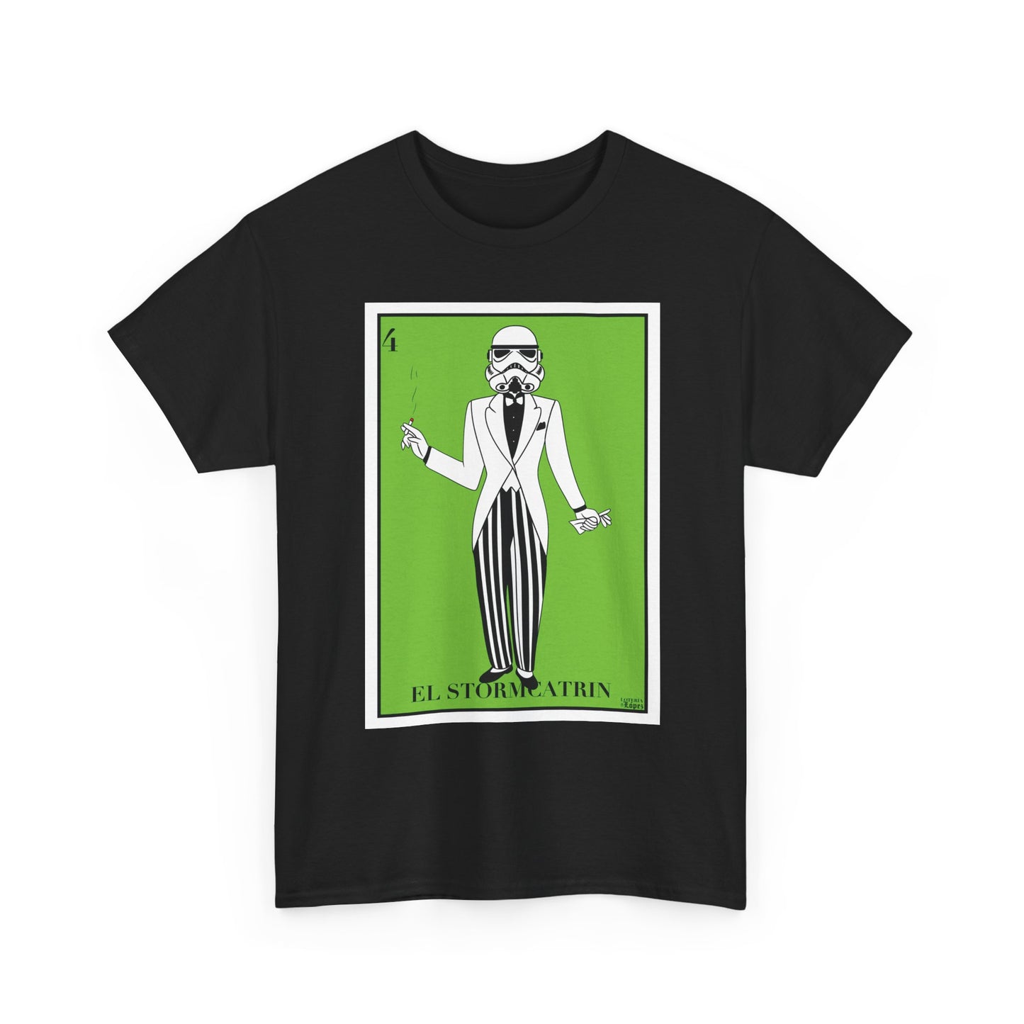 El StormCatrín Graphic Tee, El Catrín Lotería Mashup Shirt, Funny Mexican Lotería Cultura T-Shirt, Pop Culture Tee