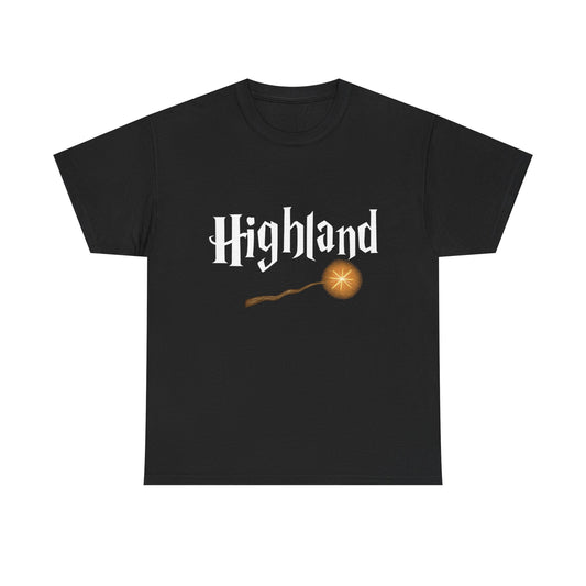Highland Elementary School of Excellence Graphic Tee, Wizard-Inspired School Spirit Shirt, Direct-to-Fabric Print, Custom School Logo