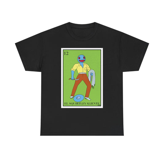 El Squirtlevaliente Graphic Tee, El Valiente Lotería Mashup Shirt, Mexican Culture T-Shirt, Bold Retro Gamer Tee