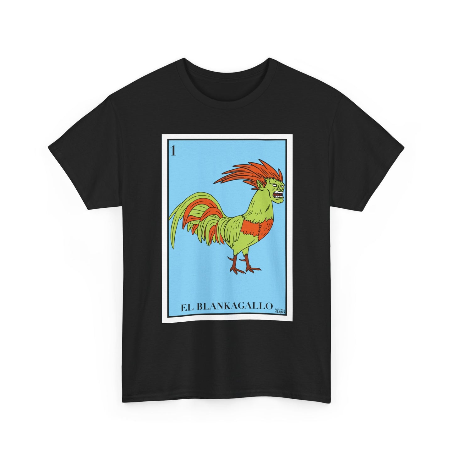 El Blankagallo Graphic Tee, Retro Video Game Throwback Lotería Shirt, Nostalgic 90s Gamer Mexican Lotería Inspired T-Shirt
