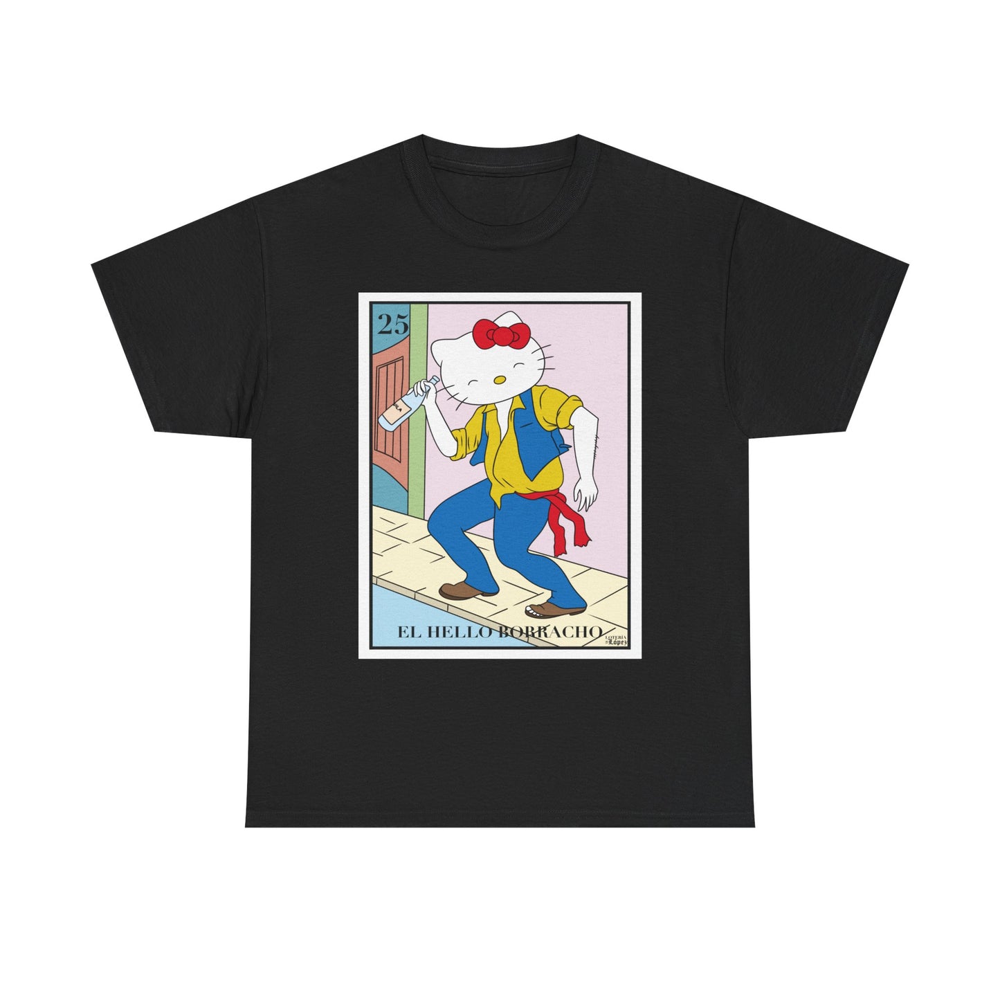 El Hello Borracho T-Shirt - Hello Kitty as El Borracho Loteria Fan Art Design