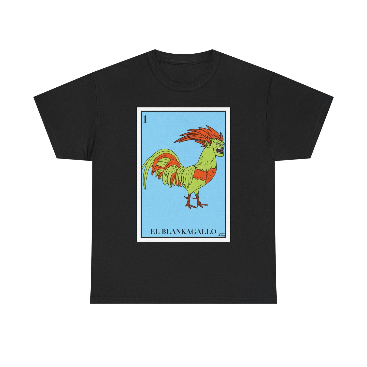 El Blankagallo Graphic Tee, Retro Video Game Throwback Lotería Shirt, Nostalgic 90s Gamer Mexican Lotería Inspired T-Shirt